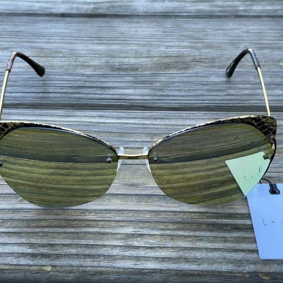 Leith Sunglasses Women Sunglasses UV Protect Gold Plated Cat Eyes Mirror Lenses - Picture 7 of 12